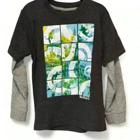 ECKO- Boys' Graphic Long Sleeve Layered-Look Tee Black Size 5 - Picture 1 of 6